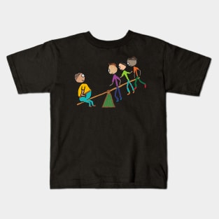 Funny Fat Guy on Seesaw Kids T-Shirt